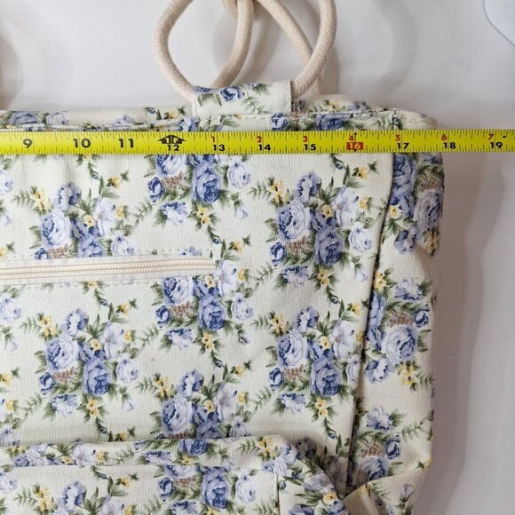 Canvas Bag Rope Handle Large 18 Inch Wide Floral Beach Farm Country Style - Picture 7 of 10